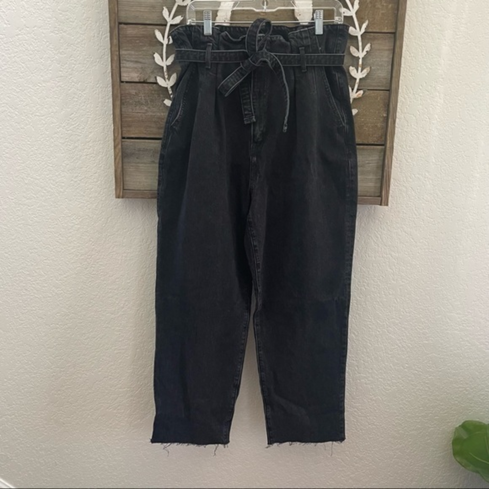 Abercrombie & Fitch Mom jeans gray paper bag waist high rise 32 NWT